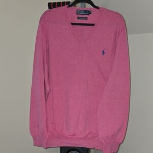 Ralph Lauren Pink V-Neck Sweater Soft Cotton Blend